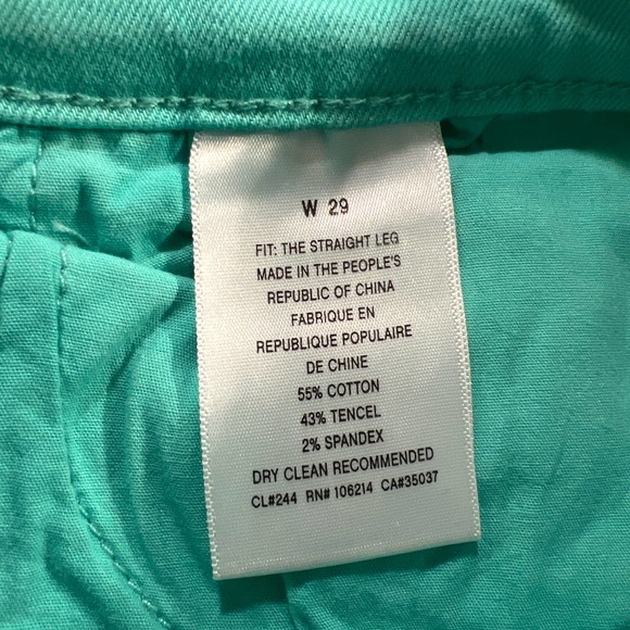 Blue Saks Fifth Avenue Women's Straight Leg Denim Jeans Green‎ Size 29 - Picture 6 of 6